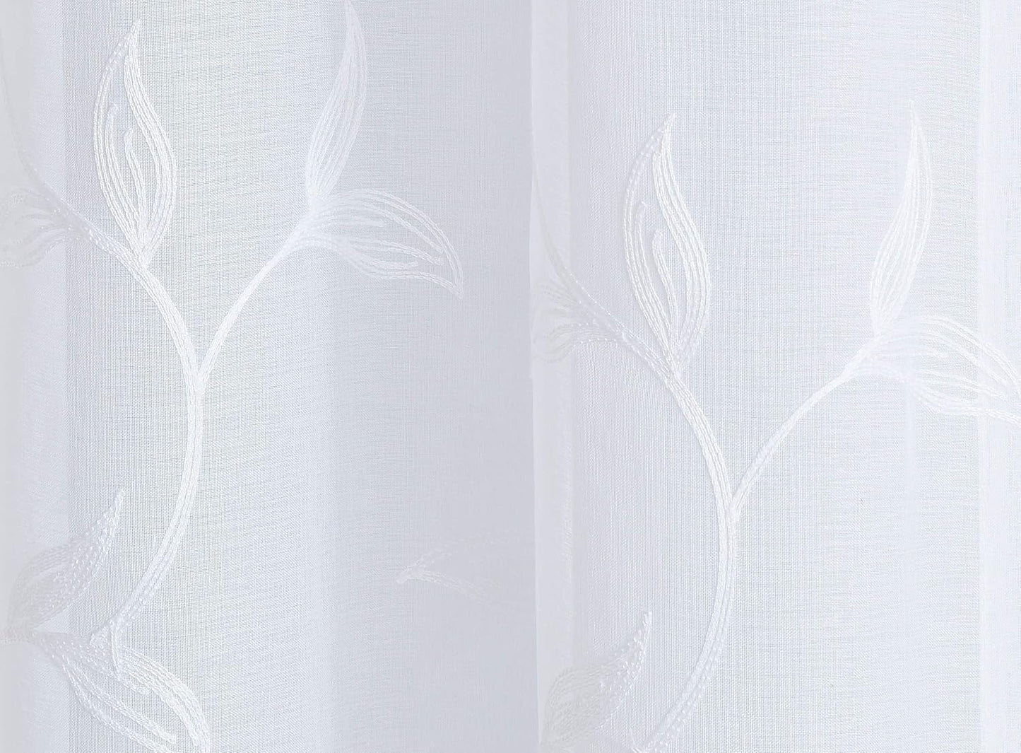 Sheer White Patio Door Curtain with White Leaf Embroidery. Extra Wide Curtains for Patio Doors or Balcony (Maria 102 X 84 White)