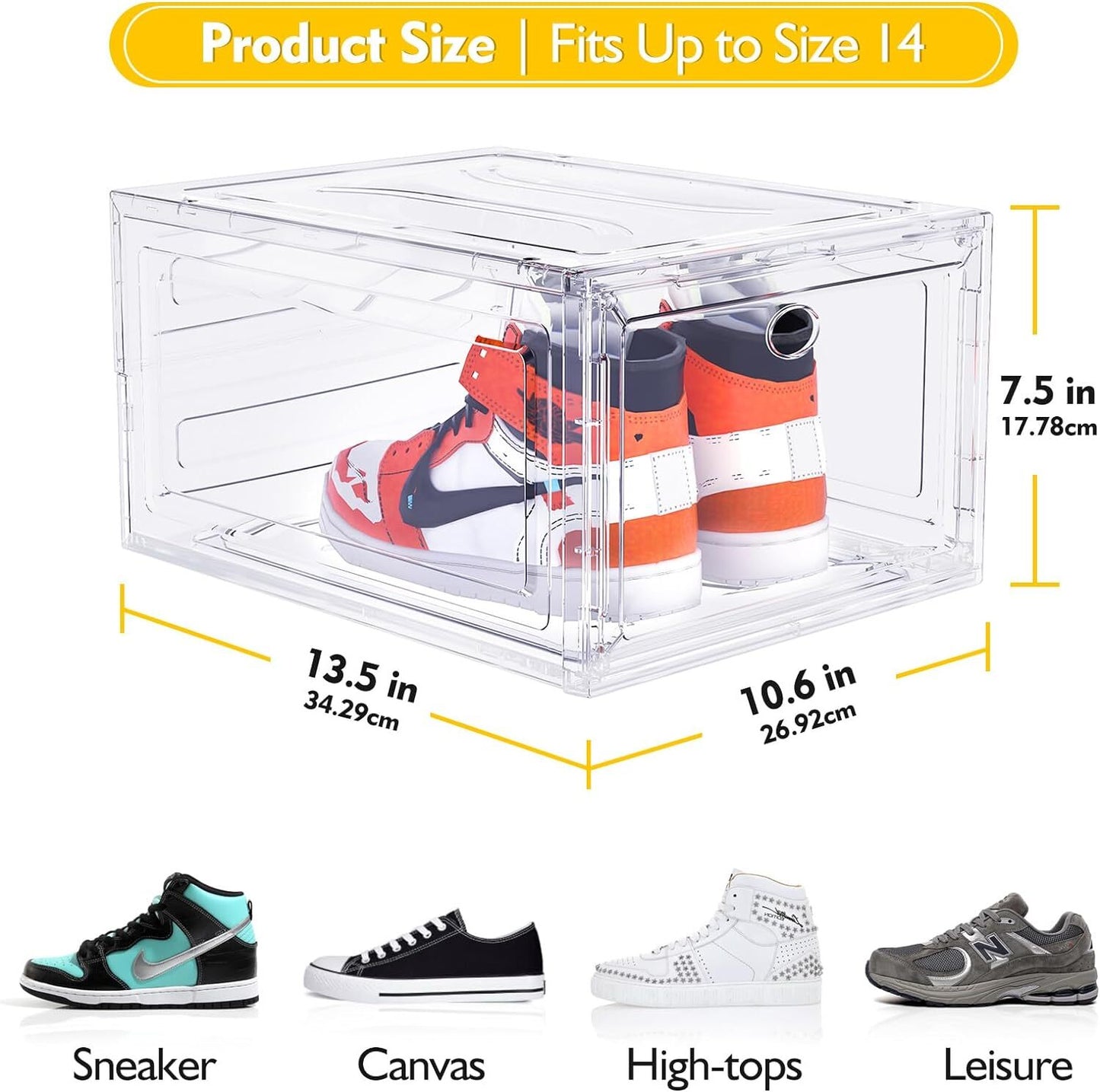 6X Cajas Almacenamiento De Zapatos Organizador Con Puerta Transparente US Nuevo
