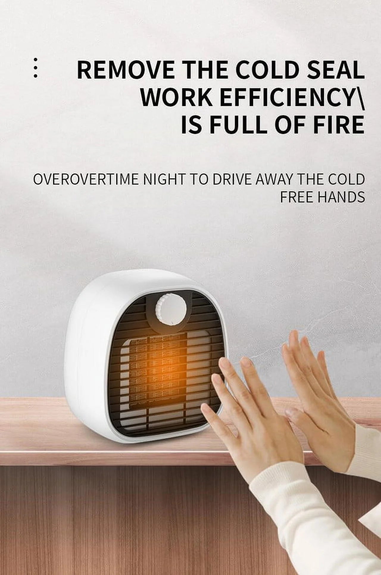 Desktop Electric Space Heater 1000W for Bedroom Office, White