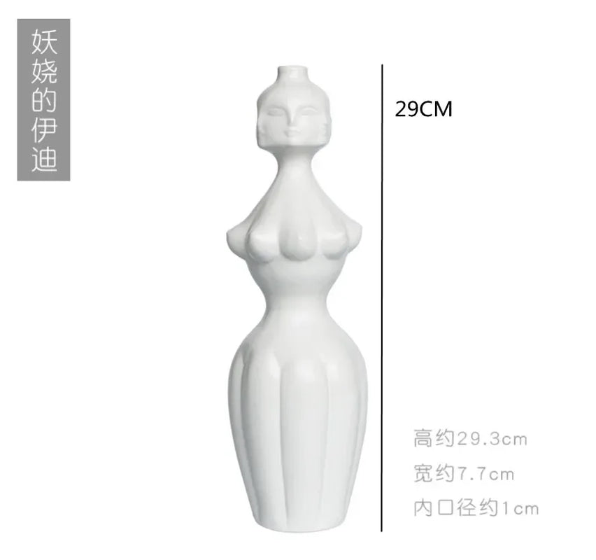 Nordic Art Ceramic Vase Creative Black and White Ceramic Face Vase Decoration Home Decoration Crafts Porcelain Vase Decoration