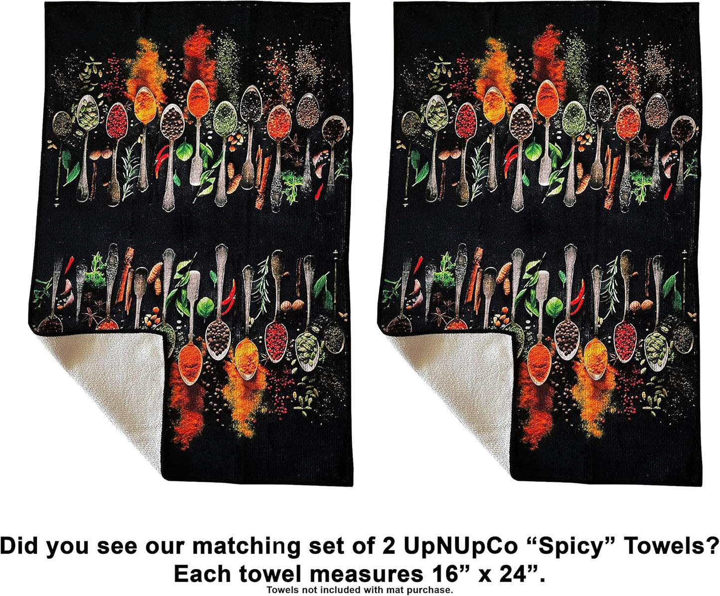 Artistic and Colorful Kitchen Rugs for Floor Non Slip Kitchen Rugs and Mats Kitchen Mat Set Farmhouse Kitchen - Spicy Art - 2 Pieces - 30"X17" + 47”X17