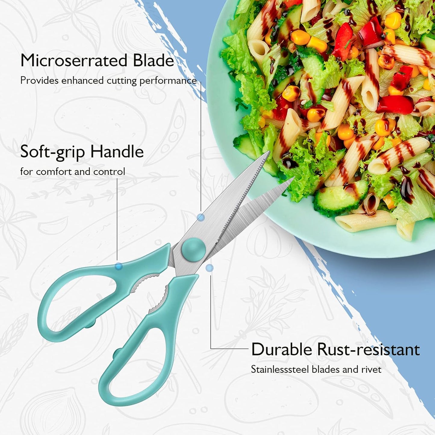 Kitchen Shears - Heavy Duty Cooking Scissors, Dishwasher Safe, Stainless Steel, Sharp Utility Shears for Poultry, Turkey, Chicken, BBQ