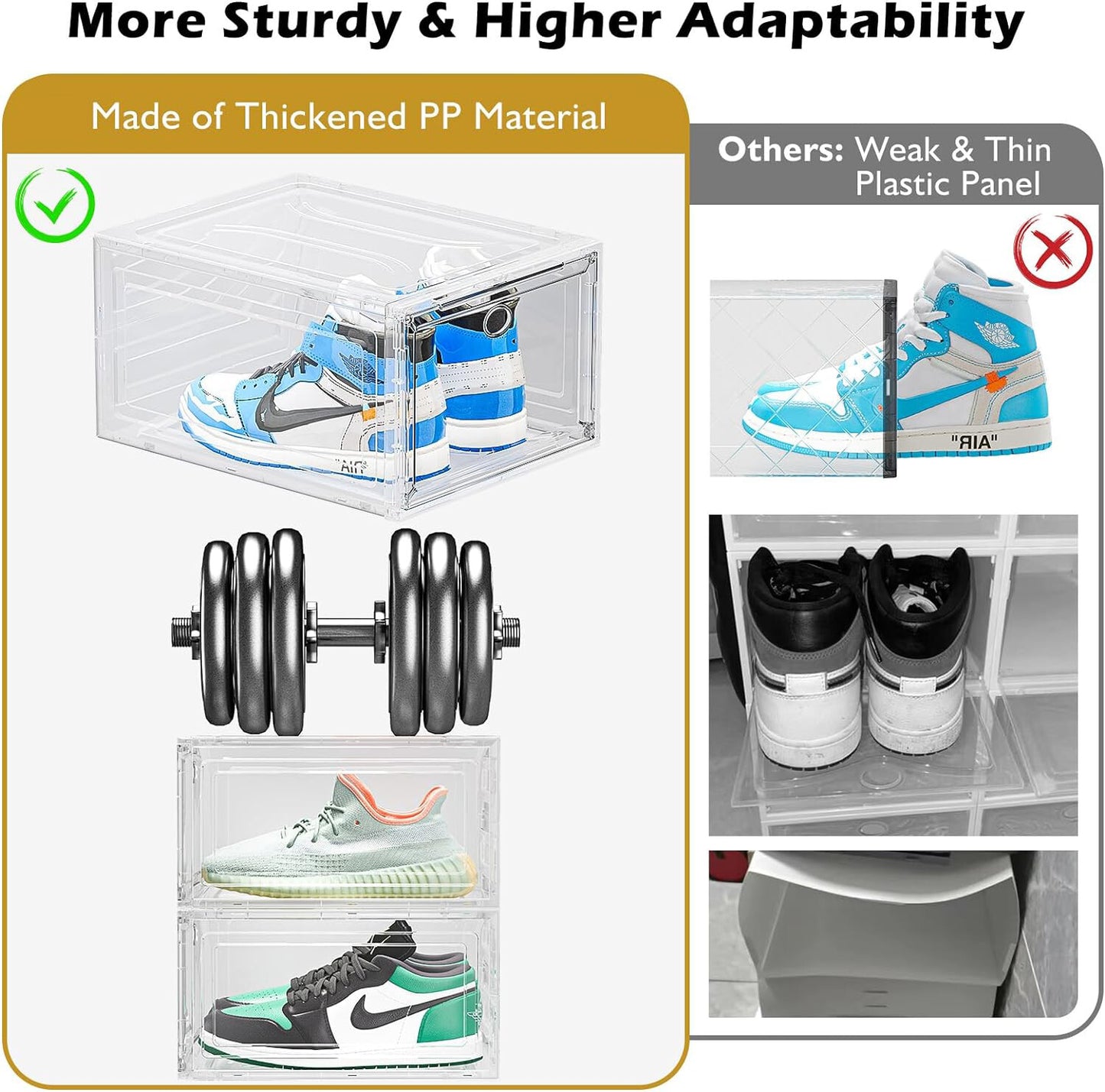 6X Cajas Almacenamiento De Zapatos Organizador Con Puerta Transparente US Nuevo