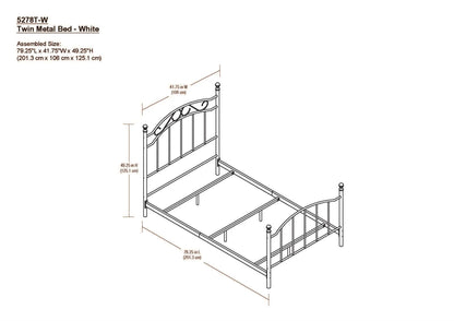 Traditional Metal Bed Frame with Headboard and Footboard, Twin, White