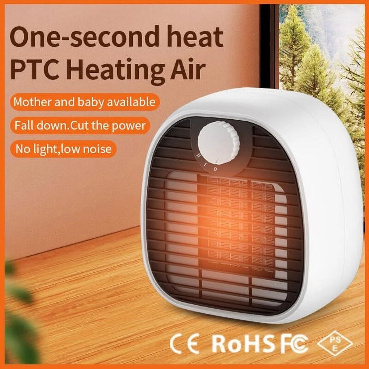 Desktop Electric Space Heater 1000W for Bedroom Office, White