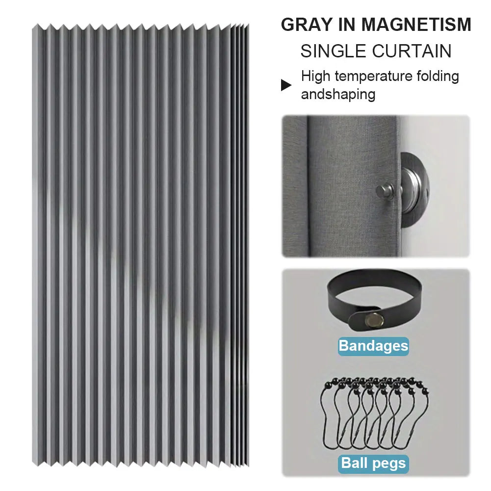 Foldable Magnetic Bath Curtain Waterproof Bathroom Curtain with 14 Hooks Privacy Bathroom Divider Modern for Bathroom