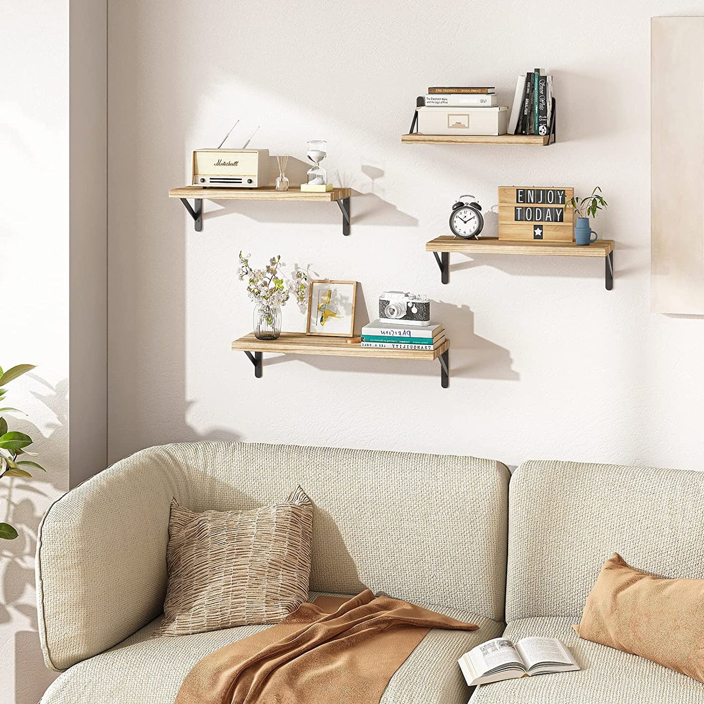 Estantes Flotantes Madera Rústica Para Decorar El Baño Sala De Estar Y Plantas
