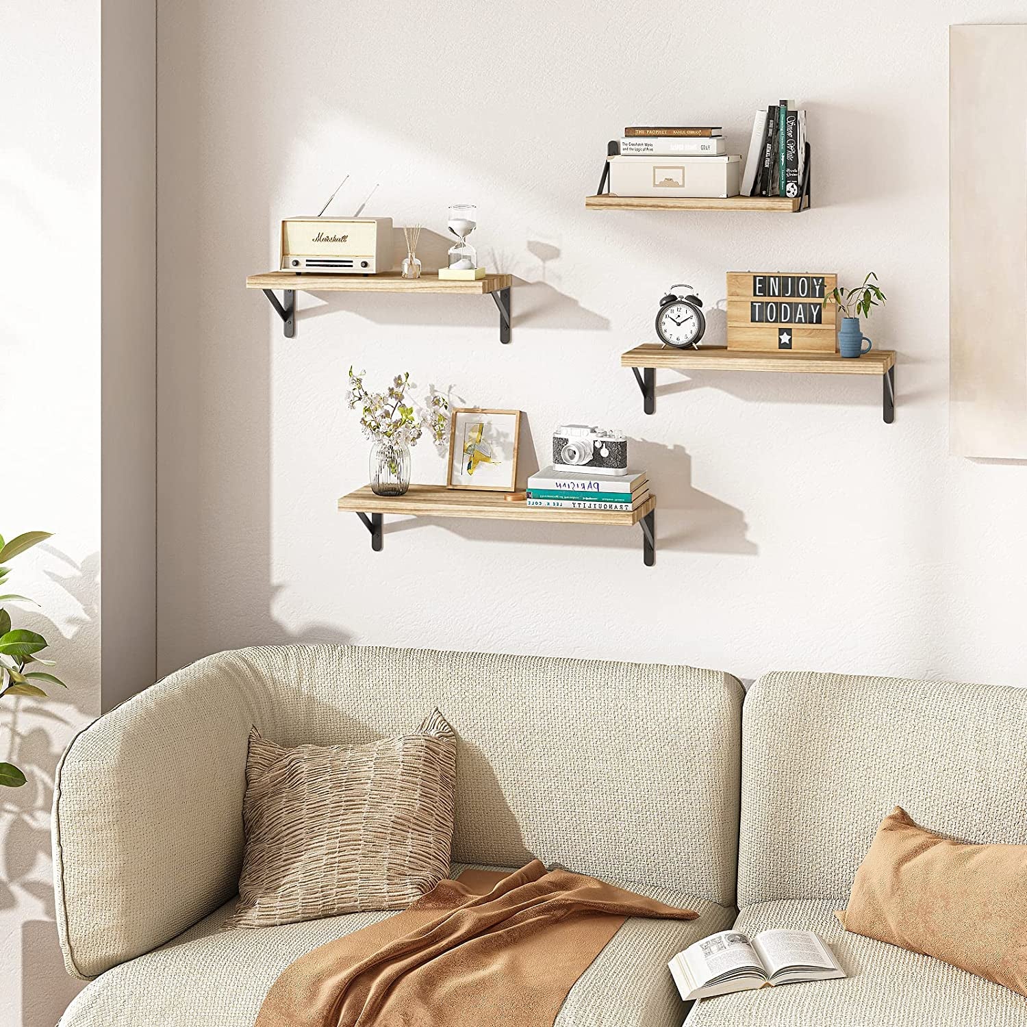 Estantes Flotantes Madera Rústica Para Decorar El Baño Sala De Estar Y Plantas