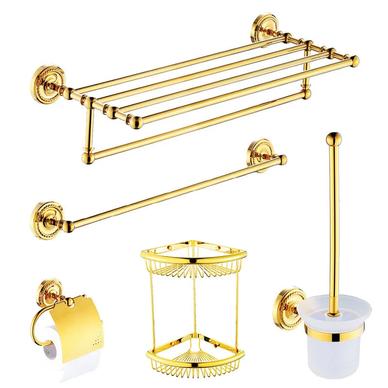 Gold Bathroom Accessories Bath Brass Bathroom Soap Dish Set Toilet Life Bathroom Rack Paper Holder Bathroom Appliance