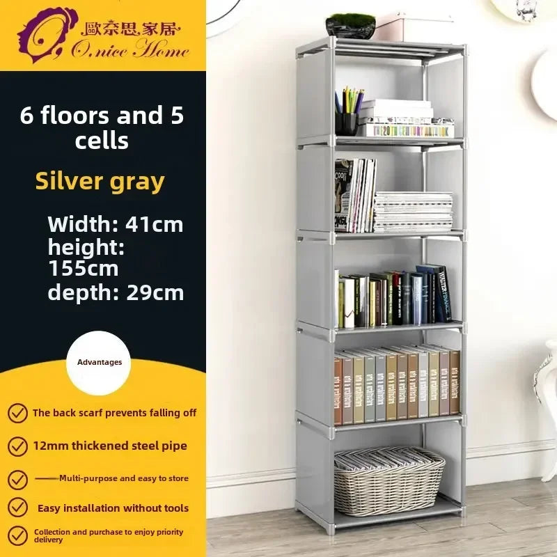 Multilayer Dustproof Wardrobe High Capacity Partition Bookshelf Bedroom Open Simple Assembly Storage Cabinet Bedroom Furniture
