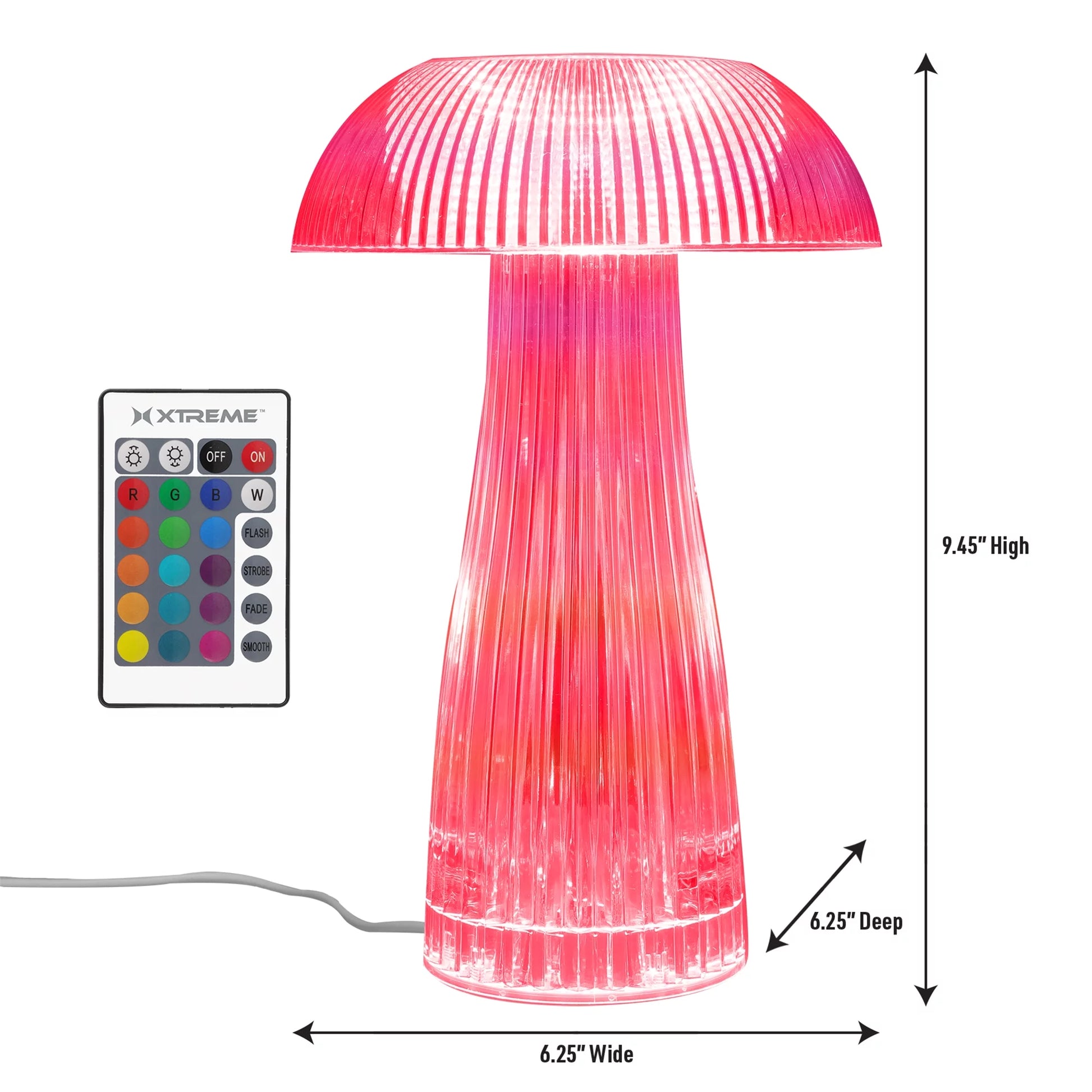 Lit Neon Multi-Color Mushroom LED Tabletop Touch Lamp, with Remote, Crystal Finish