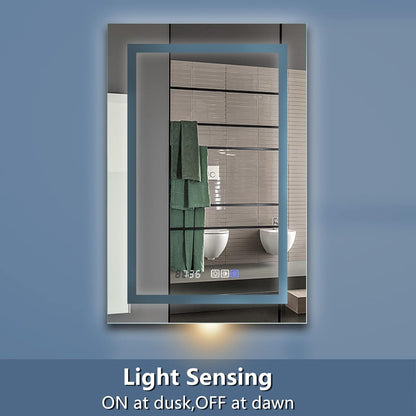 LED Bathroom Vanity Mirror, 32 X 24 Inch, anti Fog, Night Light, Time,Temperature,Dimmable,Color Temper 3000K-6400K,90+ Cri,Vertical Wall Mounted Only (24X36)