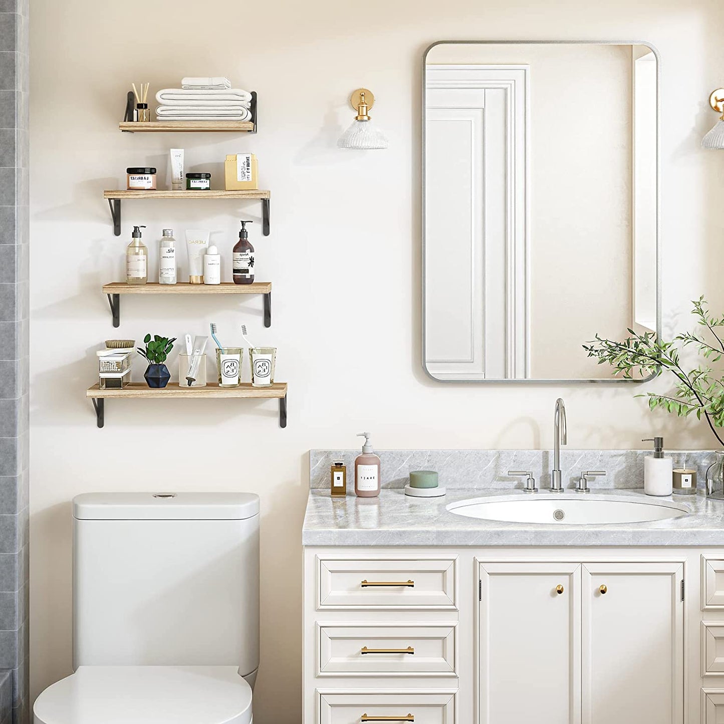 Estantes Flotantes Madera Rústica Para Decorar El Baño Sala De Estar Y Plantas