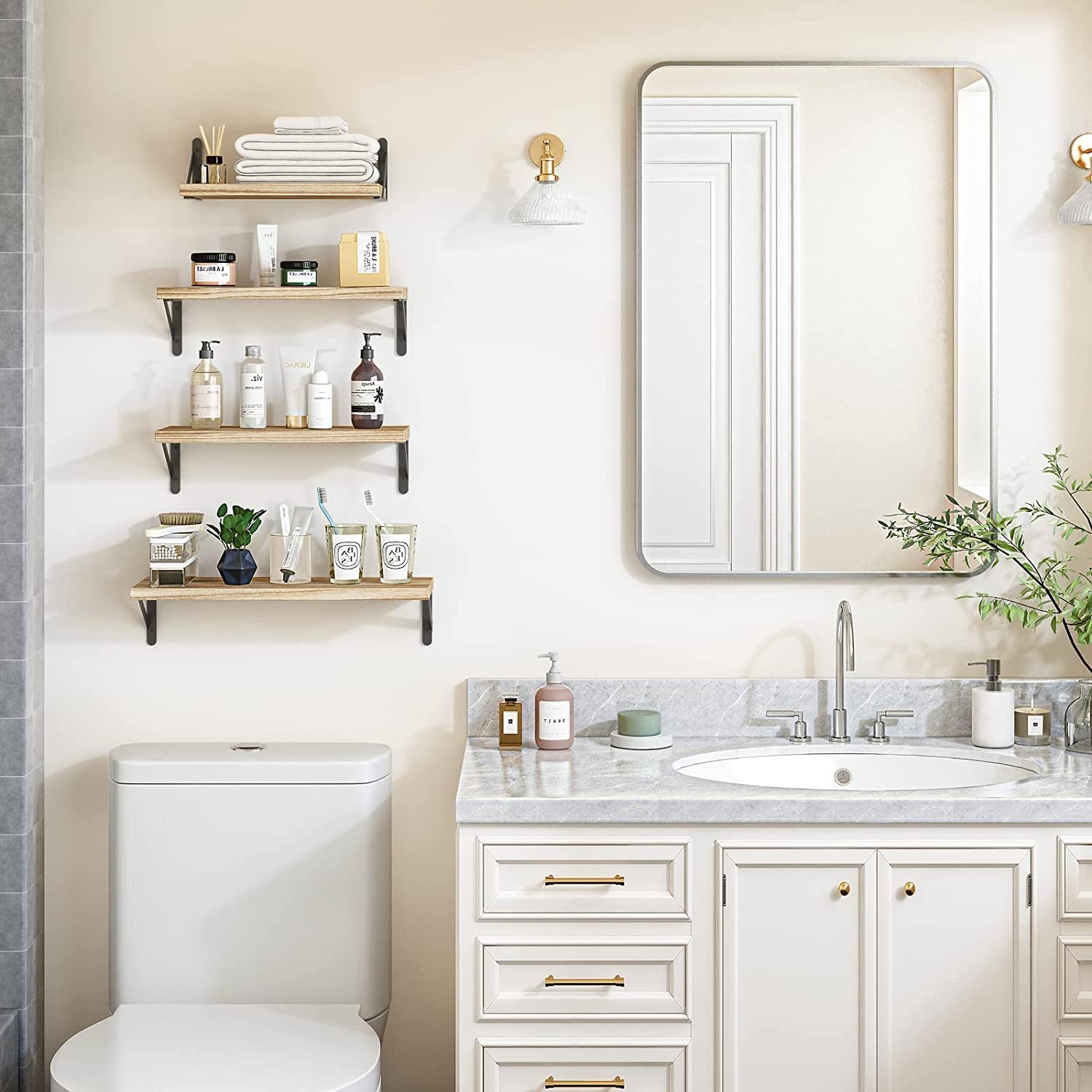 Estantes Flotantes Madera Rústica Para Decorar El Baño Sala De Estar Y Plantas
