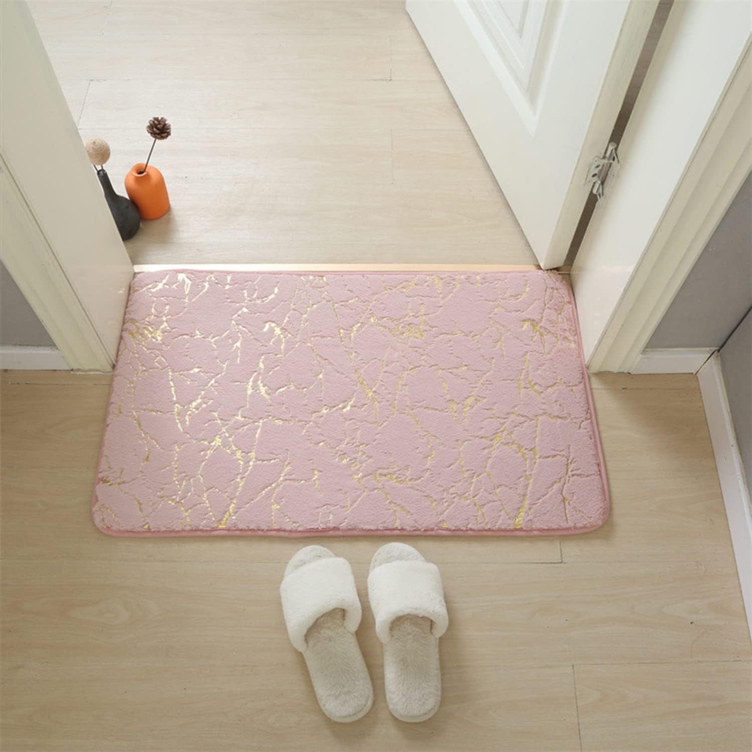 Bathroom Rugs Mat, Bath Rugs Fluffy Soft Non Slip Bath Mat Shower Mats Machine Wash Plush Mats, Bathroom Rug for Bathroom Shower Room (16X24, Pink)