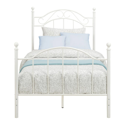 Traditional Metal Bed Frame with Headboard and Footboard, Twin, White