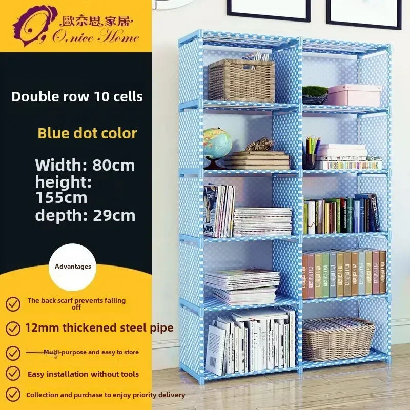 Multilayer Dustproof Wardrobe High Capacity Partition Bookshelf Bedroom Open Simple Assembly Storage Cabinet Bedroom Furniture