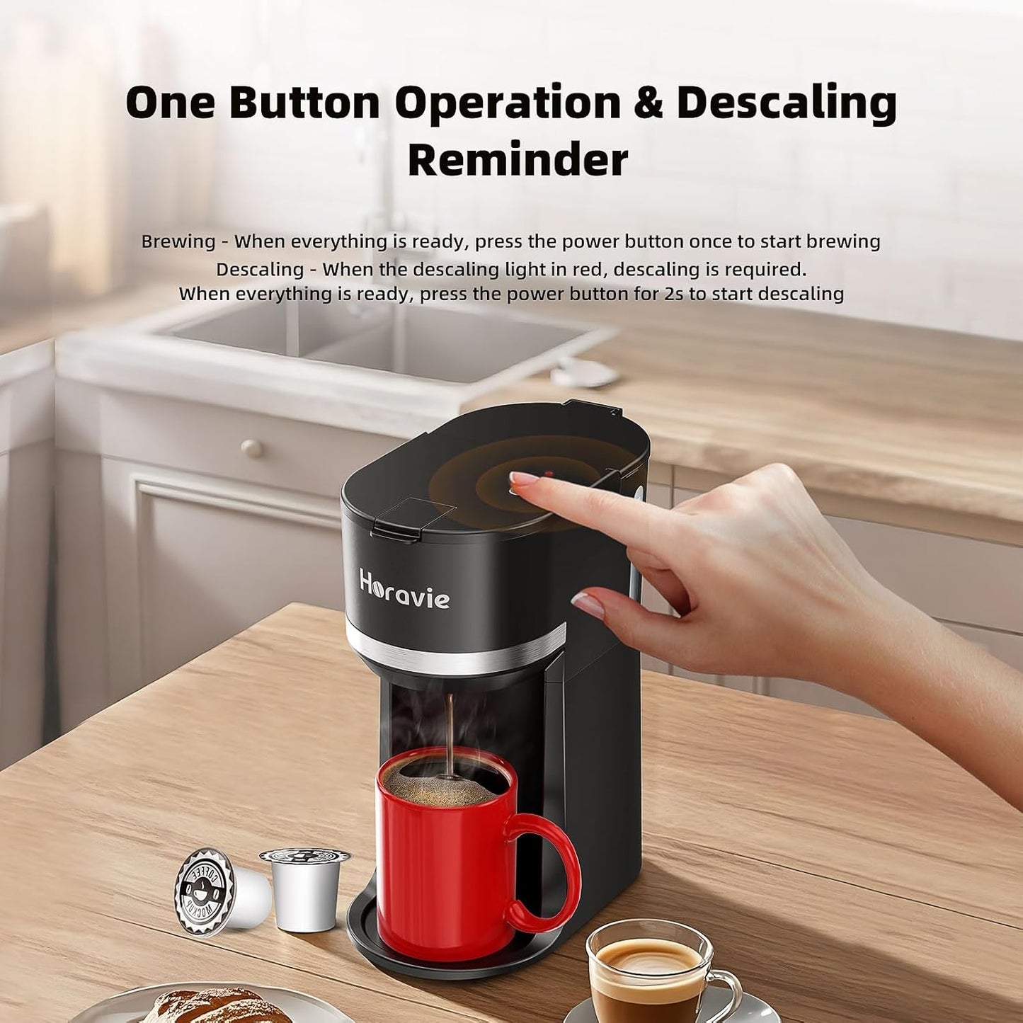 Slim Single Serve K-Cup Pod Coffee Maker Multistream Technology Black