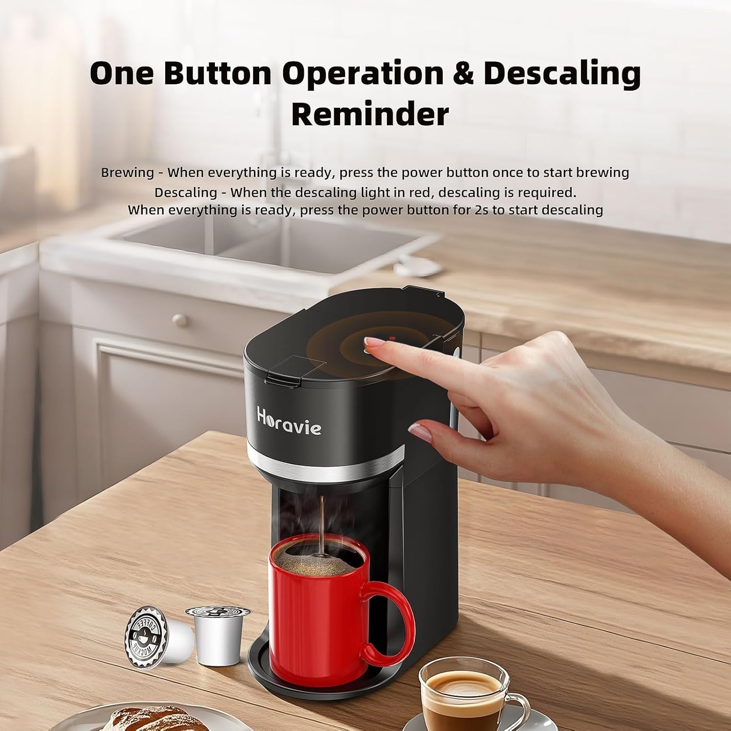 Slim Single Serve K-Cup Pod Coffee Maker Multistream Technology Black