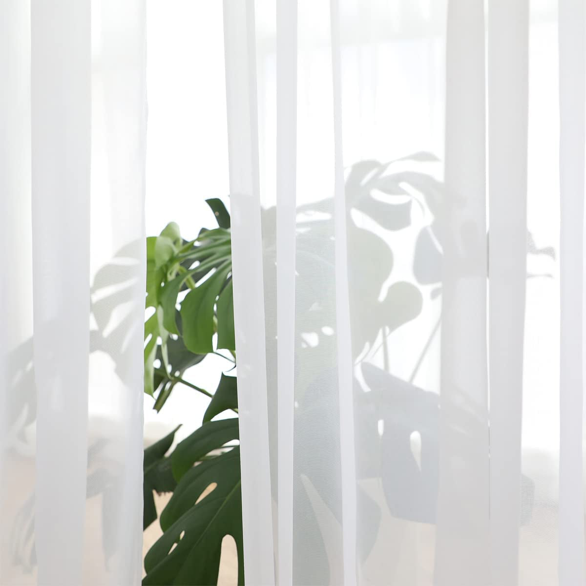 Cortinas Transparentes Blancas 84 Pulgadas De Largo 2 Paneles Bolsillo De Vara