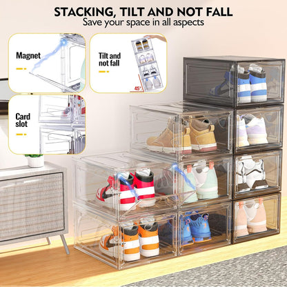 6X Cajas Almacenamiento De Zapatos Organizador Con Puerta Transparente US Nuevo