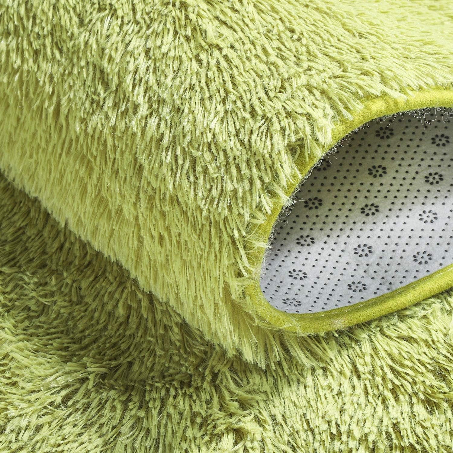 Ultra Soft Washable Shaggy Rug - Non-Slip Oval Carpet for Nursery, Kids Bedroom & Home Decor (2.6X5.3Ft Green) | Plush Fluffy Floor Mat for Cozy Living Spaces