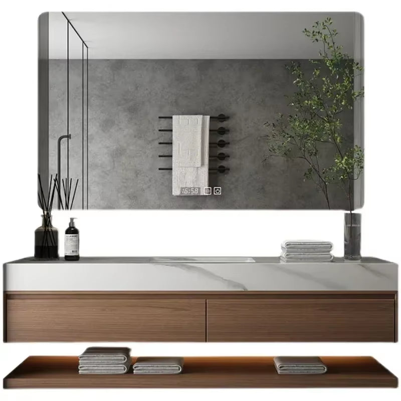 Minimalist Bathroom Cabinet Integrated Rock Plate Ceramic Washbasin Bathroom Vanity Cabinets under Sink Bathroom Furniture
