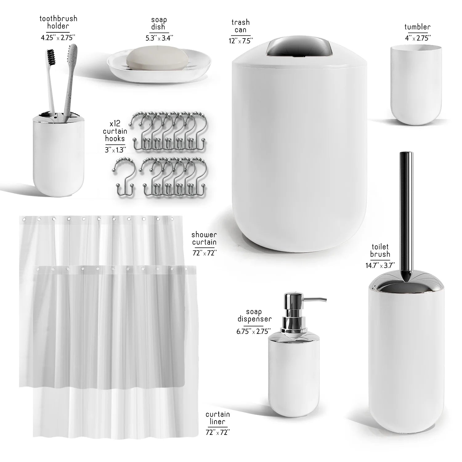 20 Piece Bathroom Accessories Set, White Bathroom Decor Set