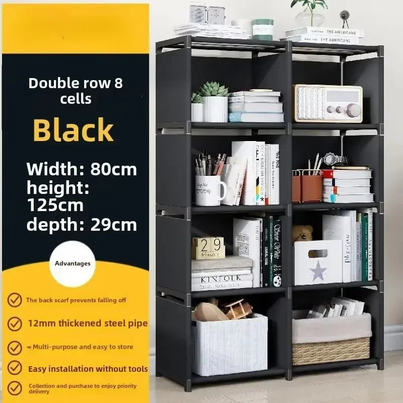 Multilayer Dustproof Wardrobe High Capacity Partition Bookshelf Bedroom Open Simple Assembly Storage Cabinet Bedroom Furniture