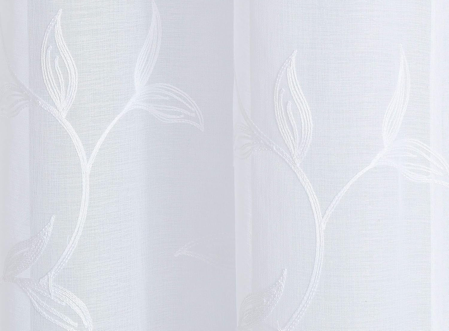 Sheer White Patio Door Curtain with White Leaf Embroidery. Extra Wide Curtains for Patio Doors or Balcony (Maria 102 X 84 White)