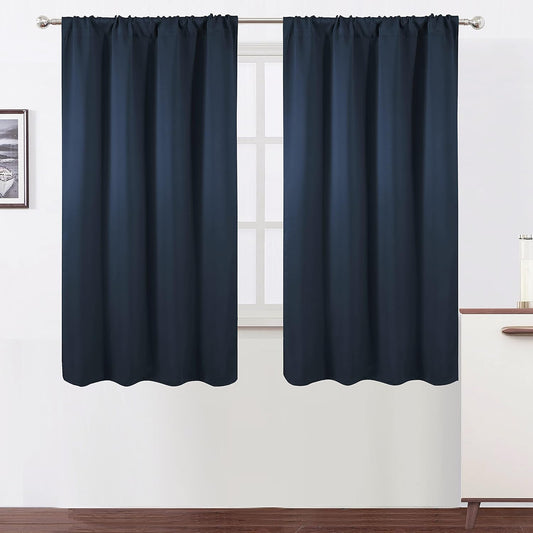 Cortinas Opacas De Color Azul Marino 42X63 Pulgadas Juego De 2 Paneles Cortinas
