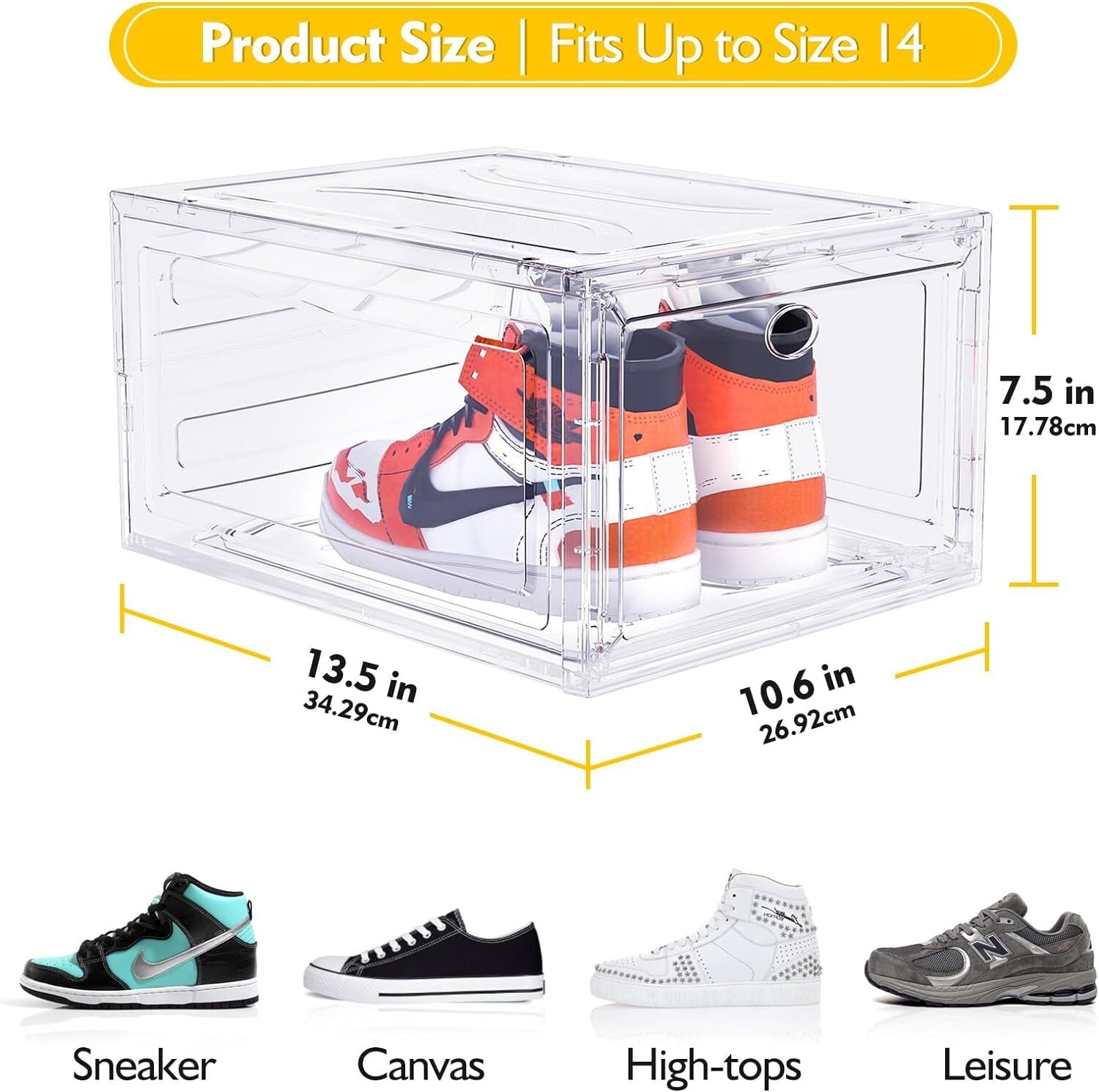 6X Cajas Almacenamiento De Zapatos Organizador Con Puerta Transparente US Nuevo