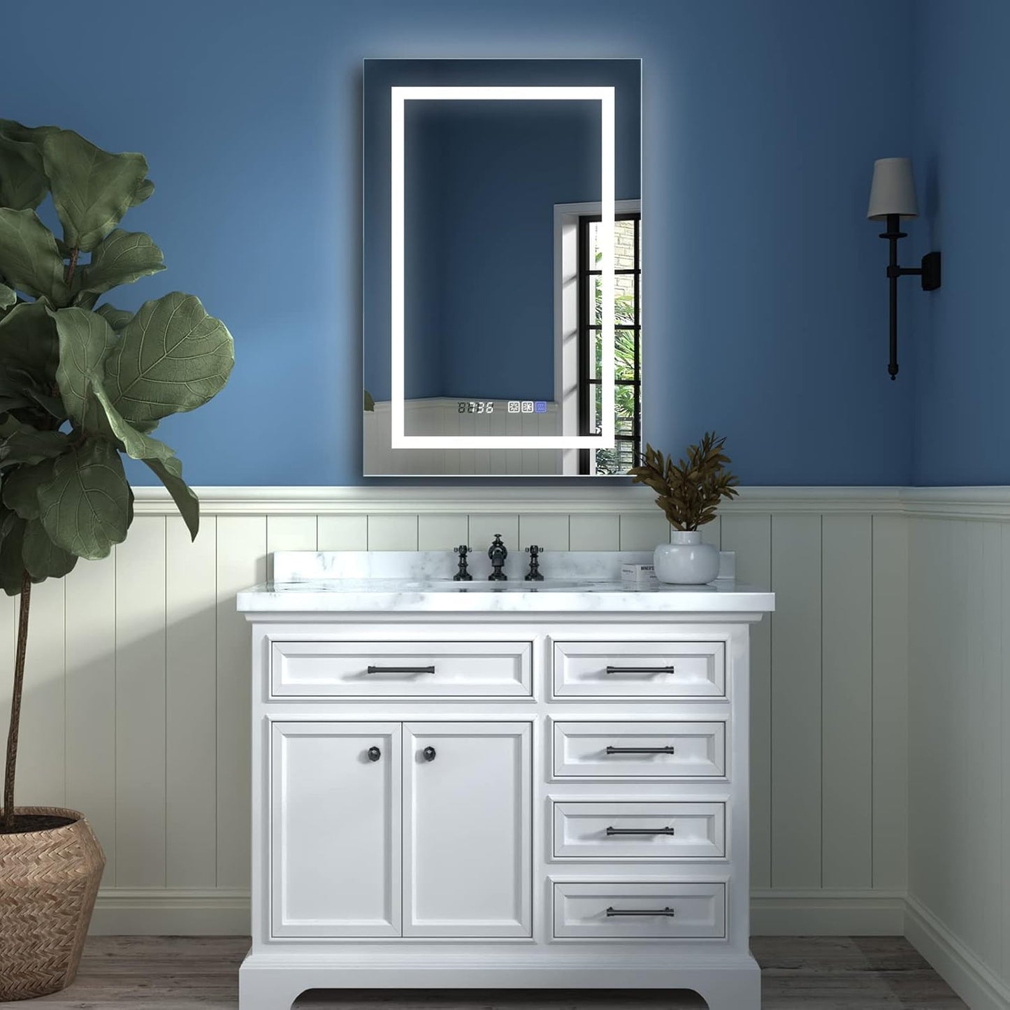 LED Bathroom Vanity Mirror, 32 X 24 Inch, anti Fog, Night Light, Time,Temperature,Dimmable,Color Temper 3000K-6400K,90+ Cri,Vertical Wall Mounted Only (24X36)