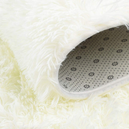 Ultra Soft Washable Shaggy Rug - Non-Slip Oval Carpet for Nursery, Kids Bedroom & Home Decor (2.6X5.3Ft Creamy) | Plush Fluffy Floor Mat for Cozy Living Spaces