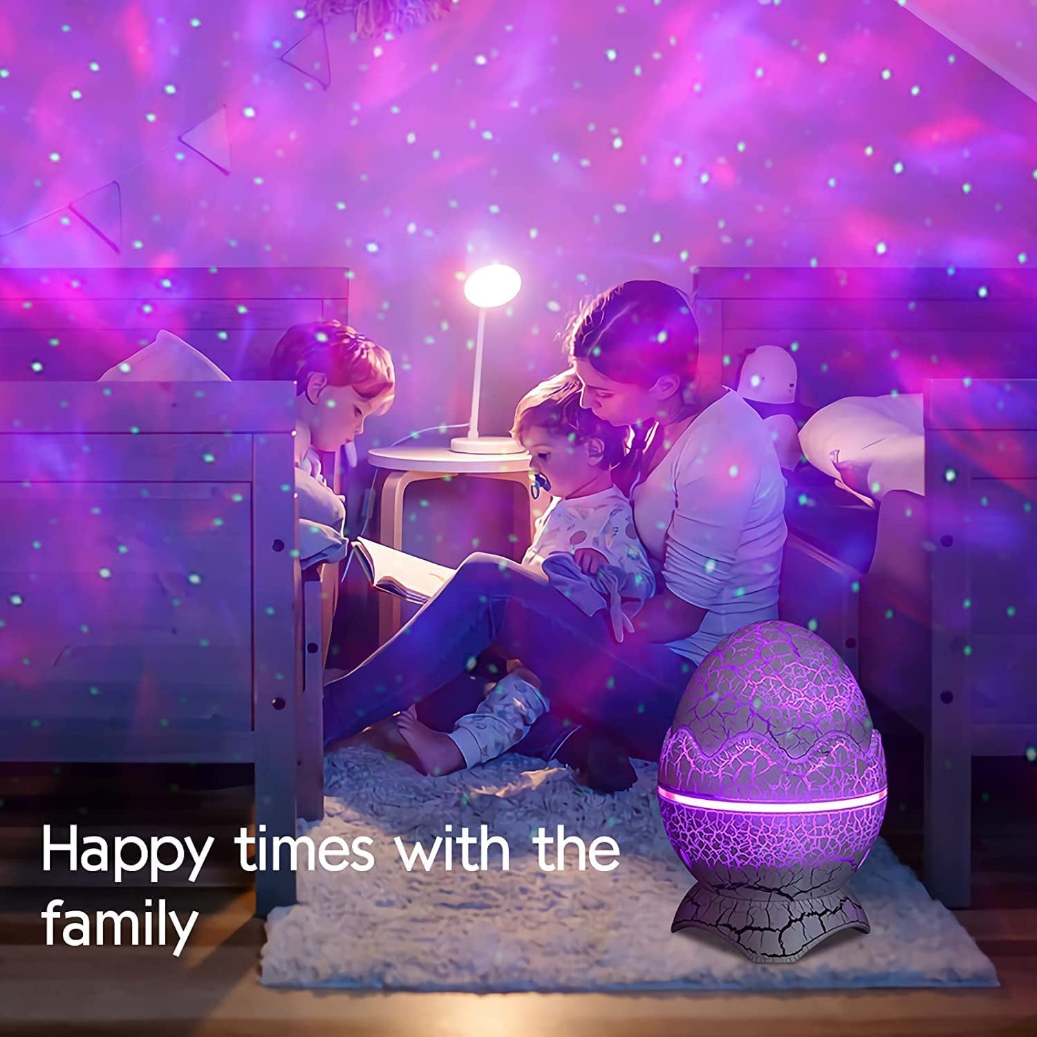 Proyector De Estrellas Huevo Dino Luz Noche Lampara Para Cuarto Niño Con Remoto