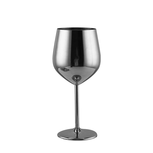 Stainless Steel Wine Glass 18 Oz Silver Unbreakable Wine Glasses Elegant Modern Wine Glasses Portable Metal Wine Glass Wine Cup with Stems Stainless Steel Wine Tumbler for Drinking Goblets