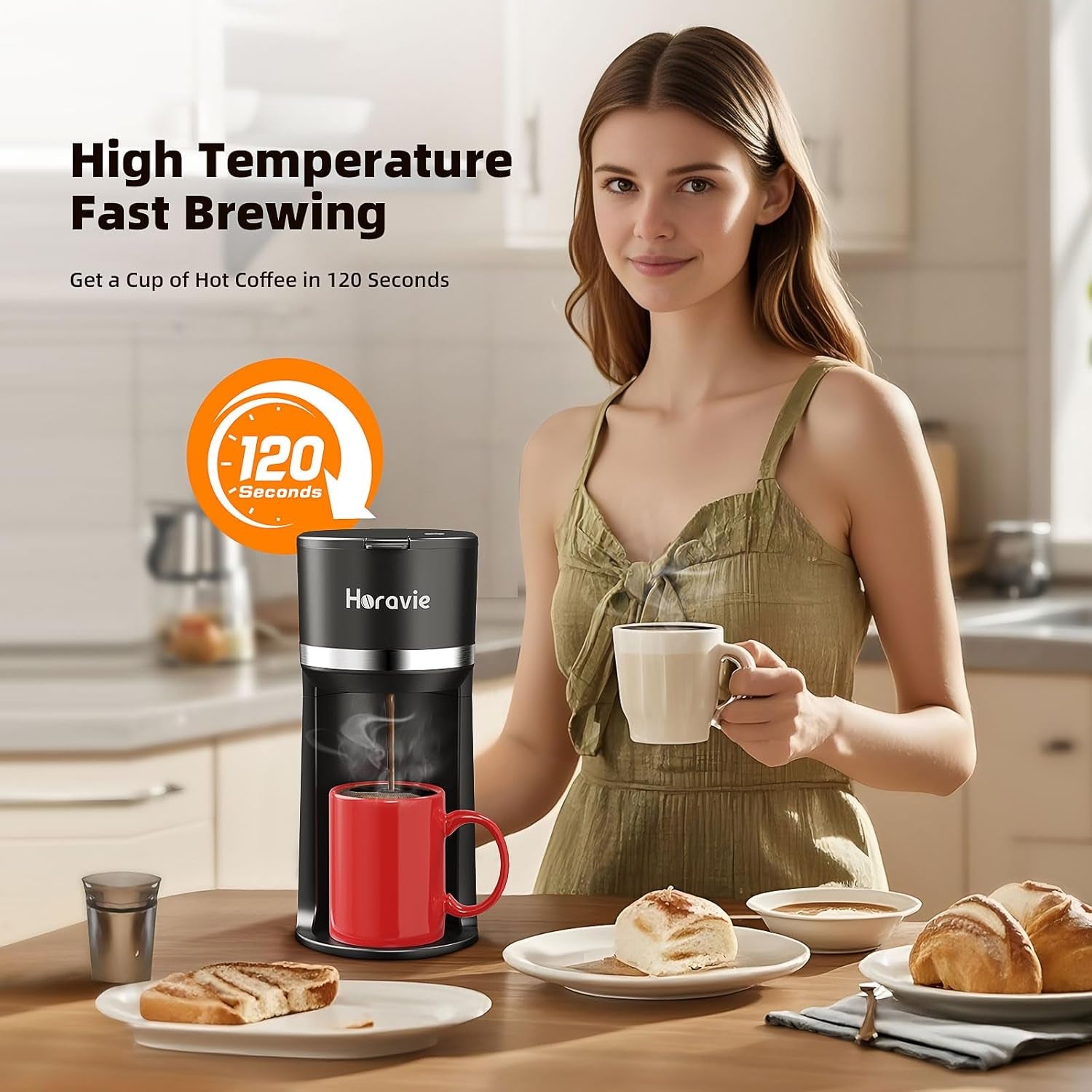 Slim Single Serve K-Cup Pod Coffee Maker Multistream Technology Black