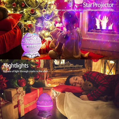 Proyector De Estrellas Huevo Dino Luz Noche Lampara Para Cuarto Niño Con Remoto