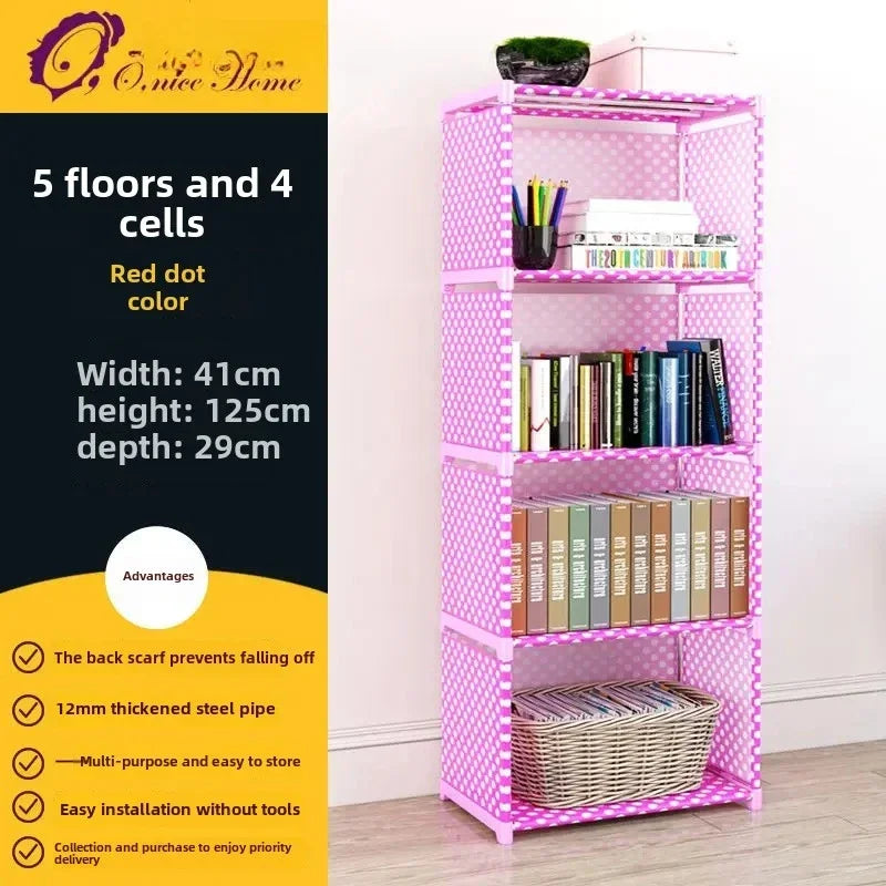 Multilayer Dustproof Wardrobe High Capacity Partition Bookshelf Bedroom Open Simple Assembly Storage Cabinet Bedroom Furniture