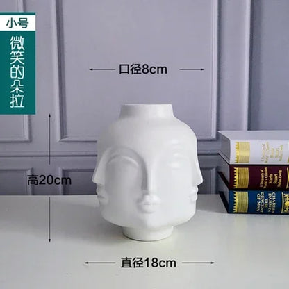 Nordic Art Ceramic Vase Creative Black and White Ceramic Face Vase Decoration Home Decoration Crafts Porcelain Vase Decoration