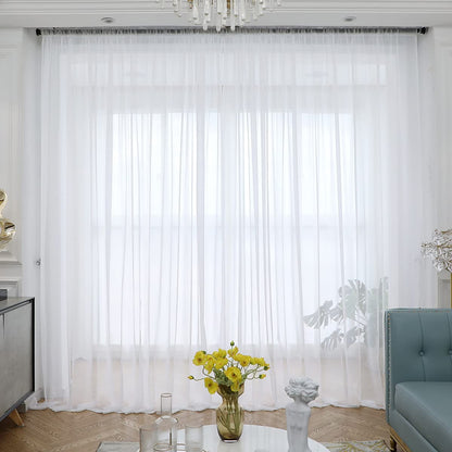 Cortinas Transparentes Blancas 84 Pulgadas De Largo 2 Paneles Bolsillo De Vara