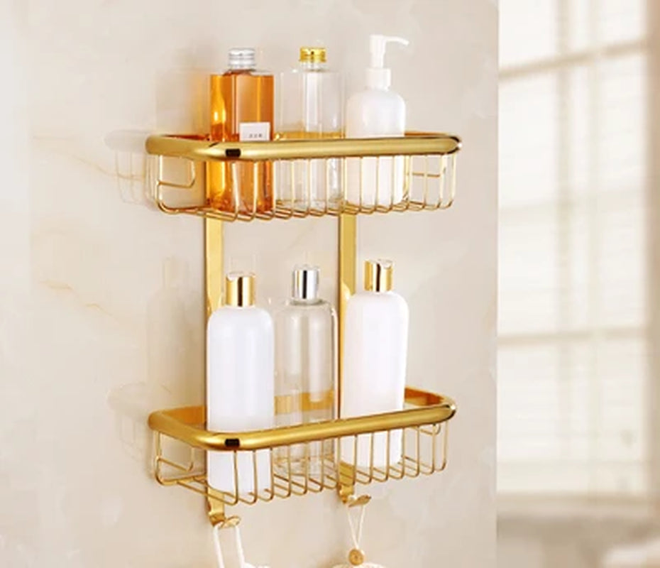 Gold Bathroom Shelf Total Brass Soap Holder 30Cm/45Cm Bathroom Shelves Bathroom Shampoo Holder Basket Bathroom Holder