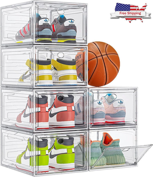 6X Cajas Almacenamiento De Zapatos Organizador Con Puerta Transparente US Nuevo