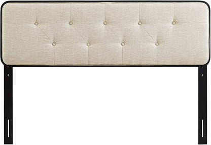 MOD-6233-BLK-BEI Collins Tufted Full Fabric and Wood Headboard, Black Beige