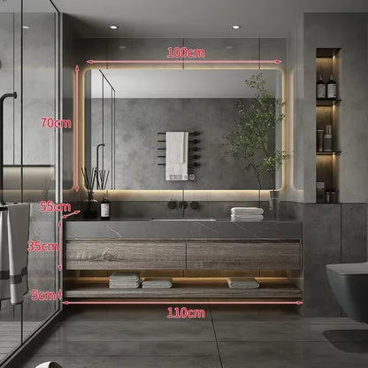 Minimalist Bathroom Cabinet Integrated Rock Plate Ceramic Washbasin Bathroom Vanity Cabinets under Sink Bathroom Furniture
