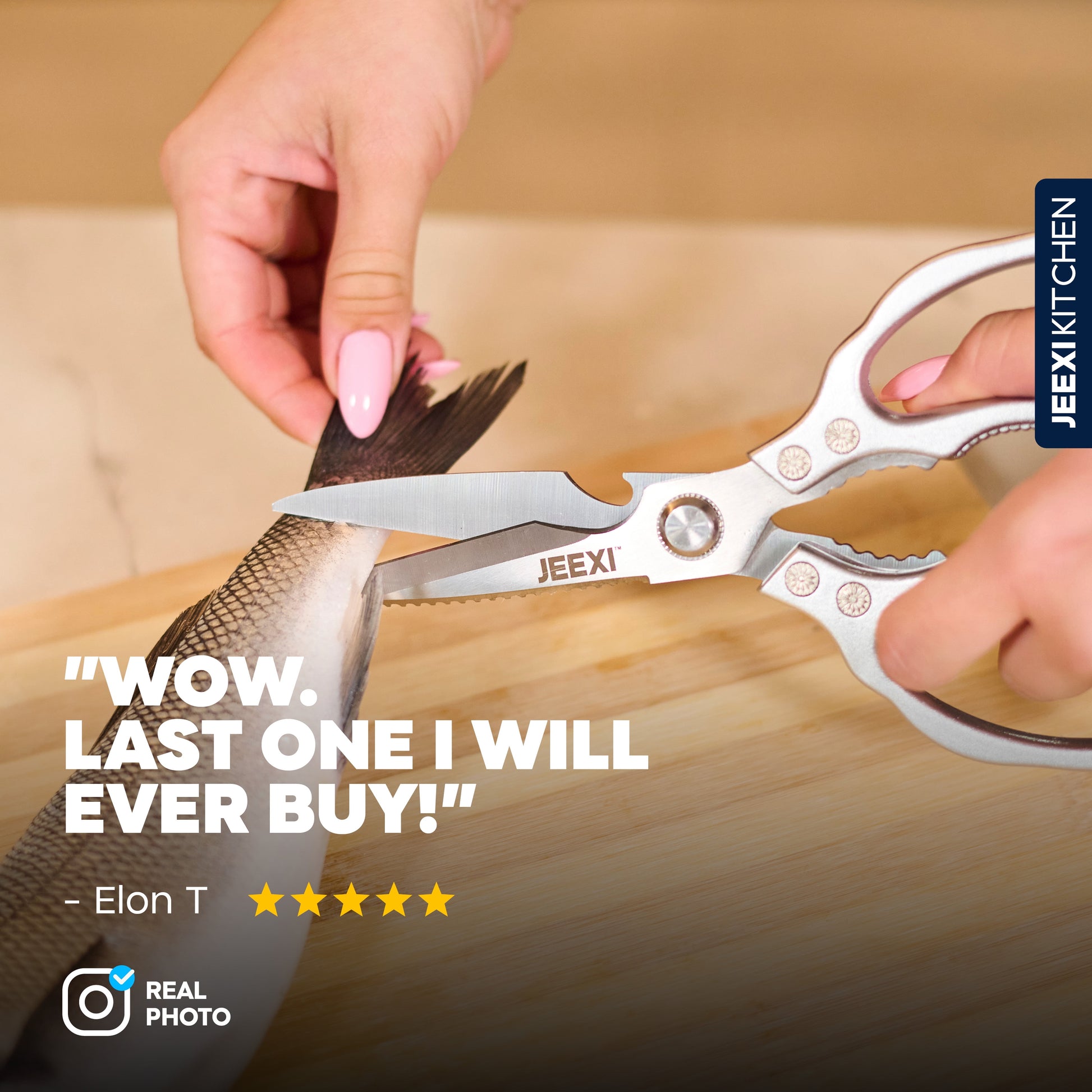 Stainless Steel Kitchen Scissors, Multi-Purpose Forged Kitchen Shears, Heavy Duty Dishwasher Safe Food Scissors, Non Slip Sharp Cooking Scissors for Kitchen, Chicken, Poultry, Fish (Silver)