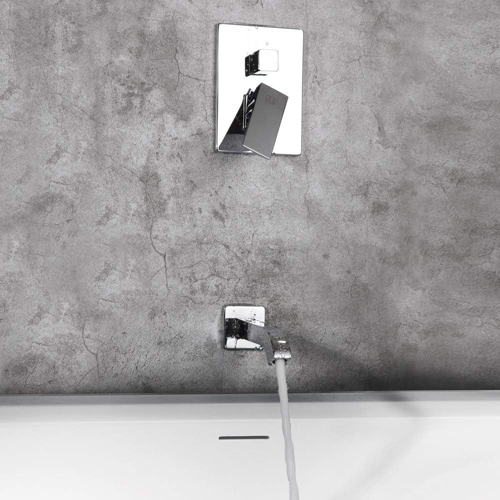 Shower Faucet with Tub Spout Chrome Bathroom Rain Mixer Shower System Wall Mounted Rainfall Shower Head and Handle Set, Tub and Shower Trim Kit with Rough-In Valve
