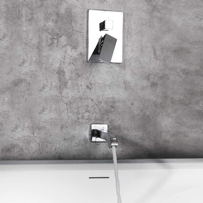 Shower Faucet with Tub Spout Chrome Bathroom Rain Mixer Shower System Wall Mounted Rainfall Shower Head and Handle Set, Tub and Shower Trim Kit with Rough-In Valve
