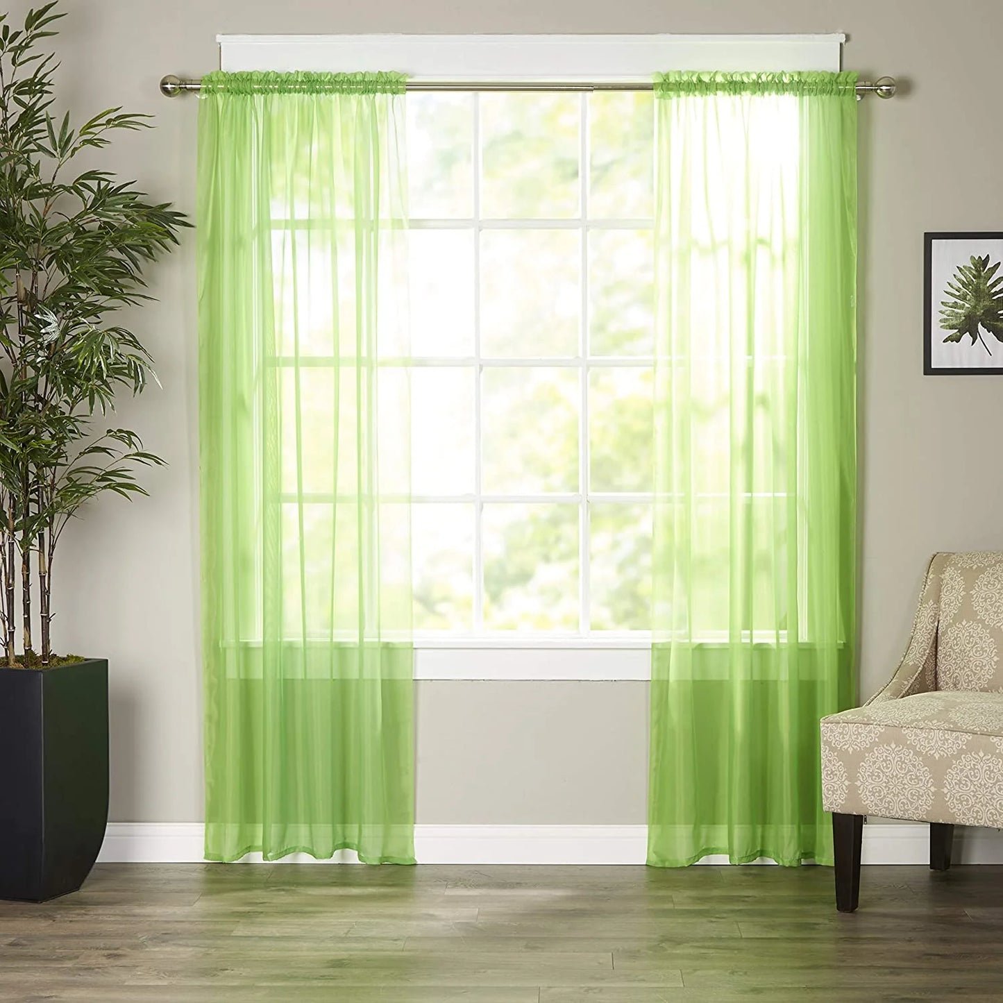Luxury Sheer Curtains, Window Treatment Curtain Panels with Rod Pocket for Kitchen, Bedroom and Living Room (40 X 84 Inches Long, Set of 2)