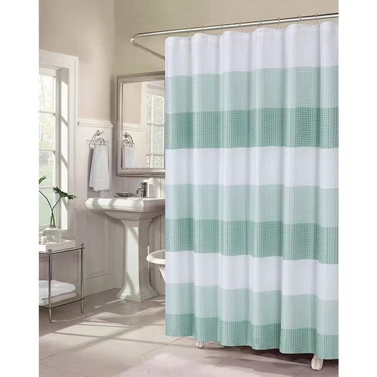 Ombre 72 In. Spa Waffle Weave Fabric Shower Curtain